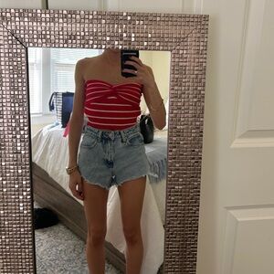 Paper moon red and white striped tube top